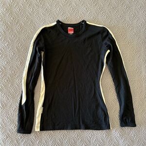 Icebreaker Black and Cream Long Sleeve Top